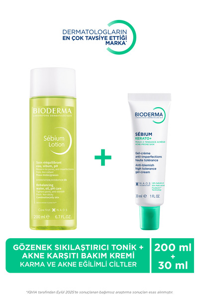 Bioderma Sebium Karma Ve Yağlı Ciltler İçin Gözenek Sıkılaştırıcı Tonik 200 ml & Bakım Kremi 30 ml
