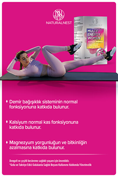 Naturalnest Multy Energy Women 30 Tablet- Safran, demir, yeşilçay, kafein, hyaluronik asit, alfa lipoik asit