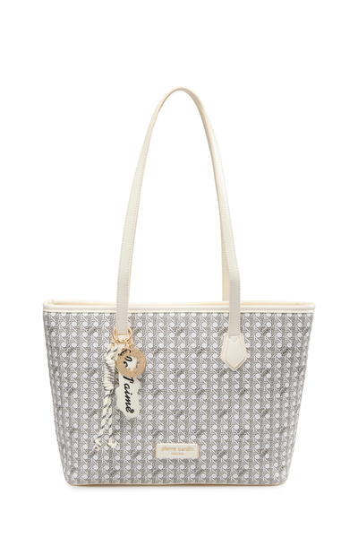 Pierre Cardin حقيبة كتف نسائية بيضاء مطبوعة بالحروف الأولى 05PO25Y10705