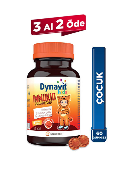 Dynavit Kids Immukid Gummies 60 Çiğnenebilir - Çocuk için C, D Vitamini,Çinko,Kara Mürver-Bağışıklık&Enerji