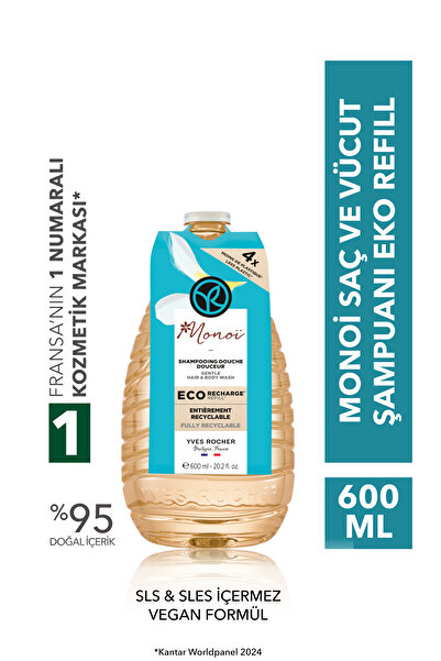 Yves Rocher Monoi Eko Refill Yedek Saç ve Vücut Şampuanı - 600 ml-11782