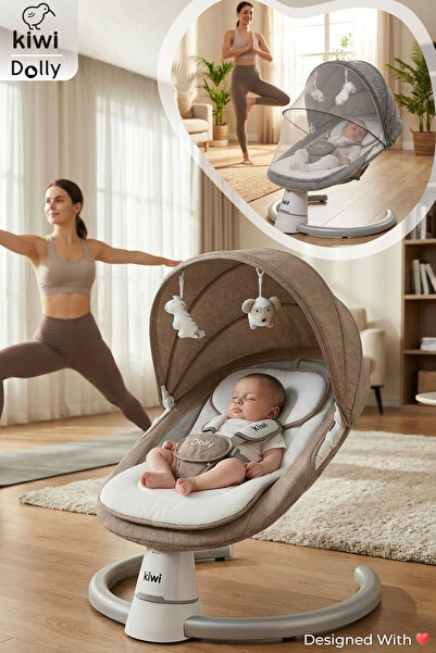 Kiwi DollyPlus 2in1 Otomatik Sallanan Kademe Ayarlı Beşik ve Anakucağı