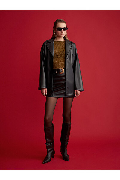 Dilvin 31312 Блуза с дантелена яка - тъмнозелена