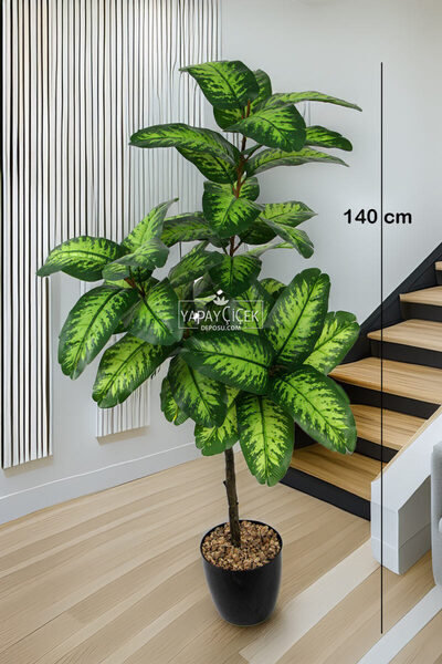 Yapay Çiçek Deposu Yapay Ağaç 3 Dallı Difenbahya 140 cm
