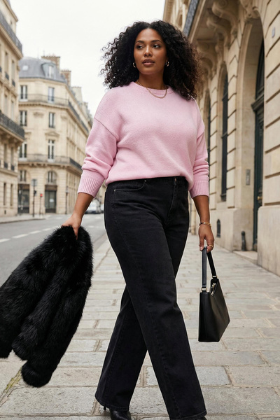 Trendyol Curve Rosafarbener, locker geschnittener Strickpullover mit weicher Textur TBBAW26AN00061