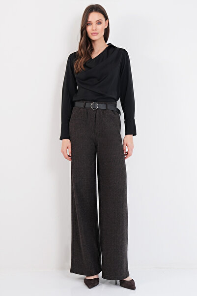 Trend Alaçatı Stili Curea de damă Bitter Brown cu buzunare duble, iarnă panta...