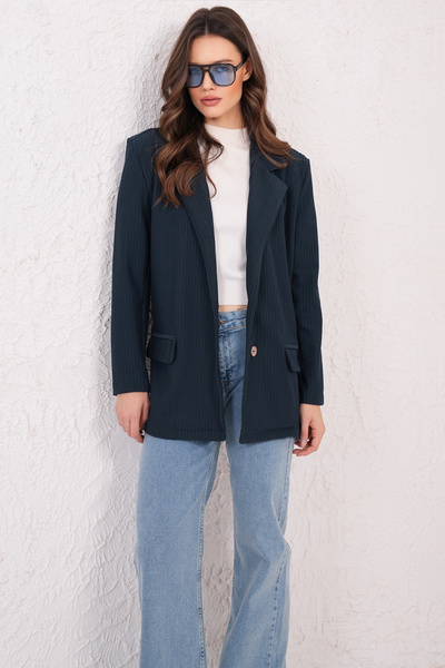 Trend Alaçatı Stili Marineblauer Oversize-Blazer für Damen, Jacke ALC-X14776