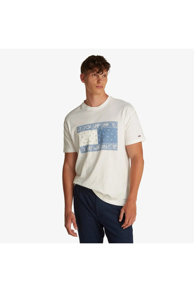 Tommy Hilfiger TRIČKO, PRO MUŽE, KULATÝ VÝKRK, KRÁTKÉ RUKÁVY, PLNÁ BARVA, LOGO S POTISKEM