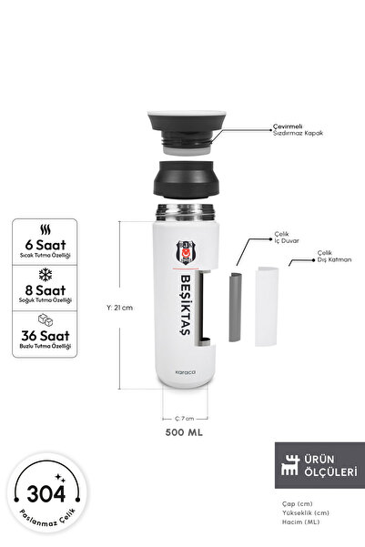 Karaca x Beşiktaş Lisanslı Logo Termos 500 ml