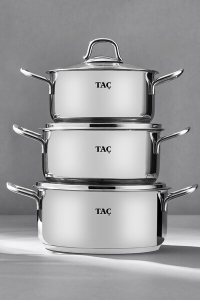 Taç Set de vase din oțel inoxidabil Bengü Pro 6 piese (16-18-20 cm)