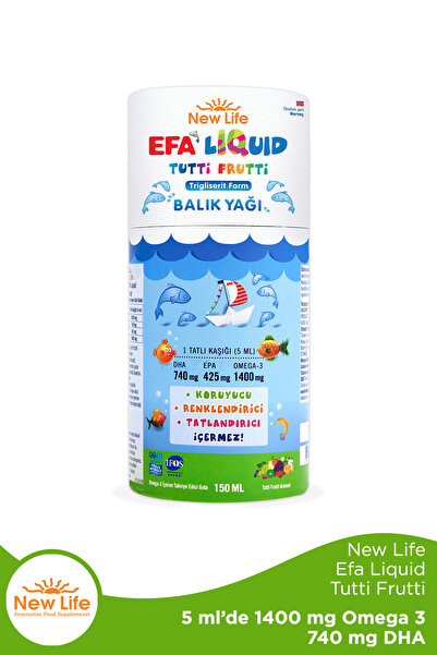 New Life Newlife Efa Liquid Tutti Frutti Balık Yağı Şurubu 150 ml 7640128141068