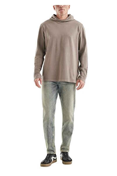 QS by s.Oliver Soft Washed Long-Sleeved Shirt with Hood and Logo Embroidery.