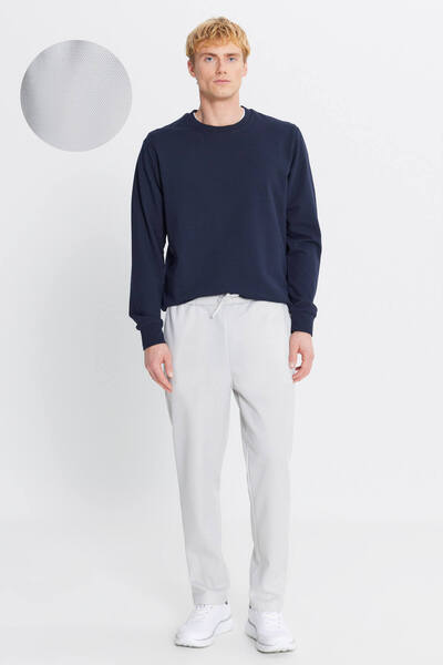 AC&Co / Altınyıldız Classics Men's Gray Cotton Standard Fit Regular Cut Tie-Waist Sweatpants with Side Pockets