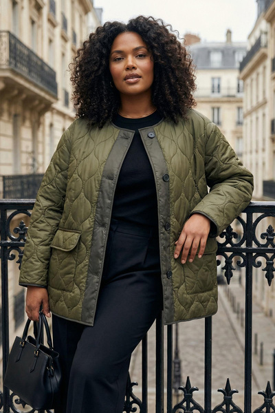 Trendyol Curve Khaki Regular Plus Size Coat Twoaw26Aw00025
