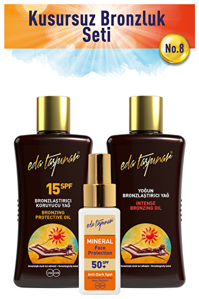 Eda Taşpınar Kusursuz Bronzluk Seti no.8 Spf0+Spf15+YüzKor (EGX03-EGX17-EGX94)