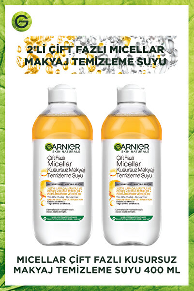 Garnier 2'li Set Micellar Çift Fazlı Kusursuz Makyaj Temizleme Suyu 400 ml