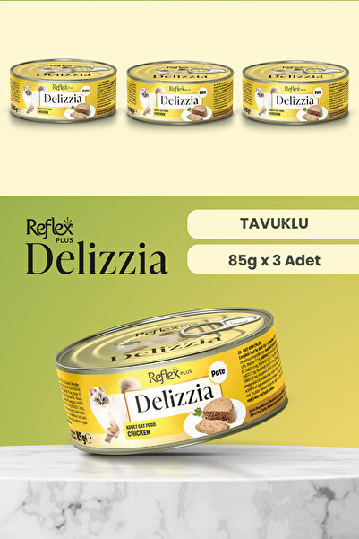 Reflex Plus Delizzia / Kıyılmış Tavuklu Yetişkin Kedi Maması 85g x 3 Adet