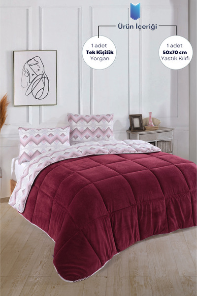 Formeya Einzelbett-Luxus-Wellsoft-Steppdecke mit doppelseitigem Kissenbezug, 155 x 220 cm