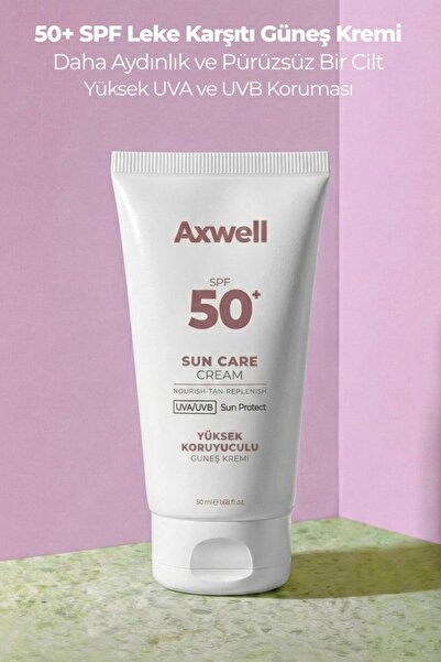 AXWELL Spf 50+ Leke Karşıtı Nemlendirici Yüksek Koruma Güneş Kremi 50 ml