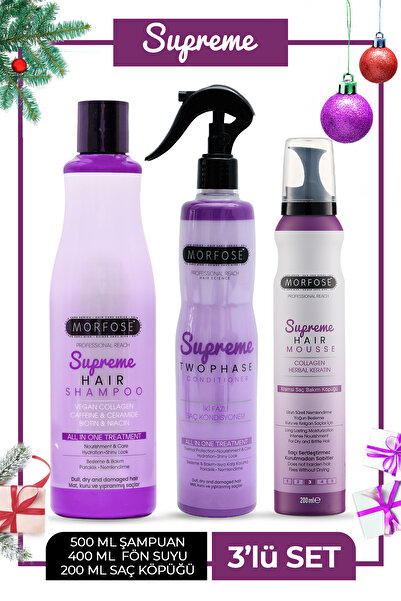 Morfose Supreme 3 lü saç bakım seti şampuan&fön suyu&köpük