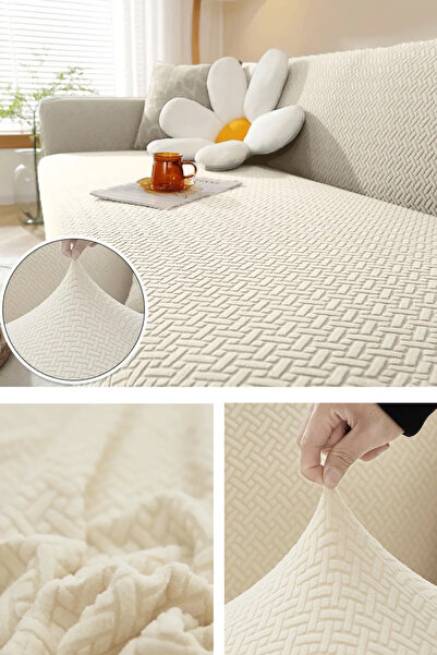 Faiend 3 Huse de canapea elastice cu model de cărămidă crem - Huse de canapea elastice