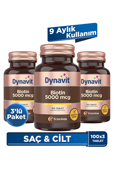 Dynavit Biotin 5000 mcg 100 Tablet x3 - Saç & Cilt