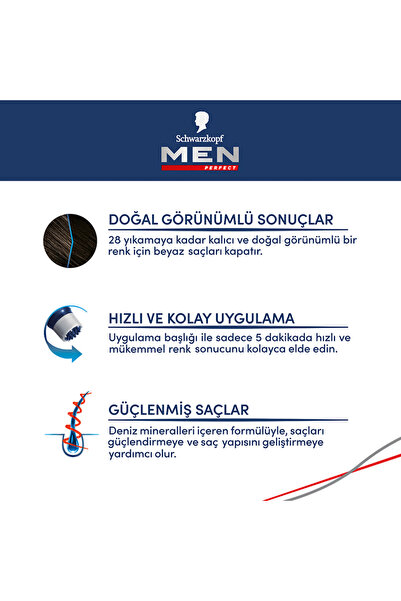 Men Perfect Schwarzkopf Men Perfect Saç Boyası 70- Koyu Kahve-Kolay ve Hızlı Beyaz Kapama