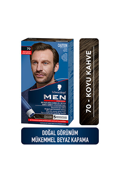 Men Perfect Schwarzkopf Men Perfect Saç Boyası 70- Koyu Kahve-Kolay ve Hızlı Beyaz Kapama