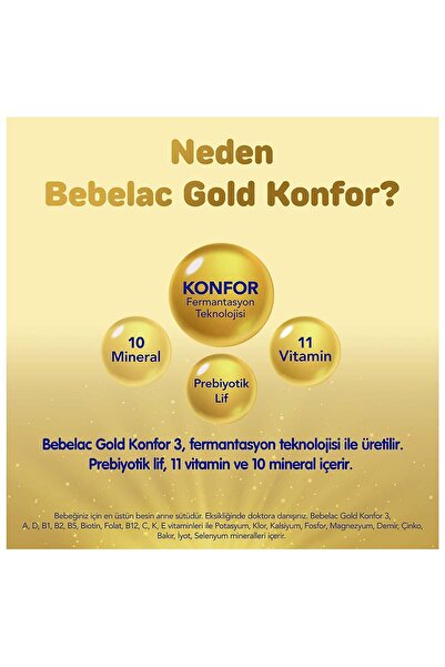 Bebelac Gold Konfor 3 Devam Sütü 1 Yaş+ 800 Gr x 3 Adet 2400 Gr