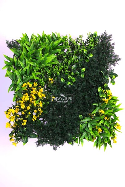 Yapay Çiçek Deposu Yapay Kabarık Bitki Duvarı Uv Dış Mekan Garantili 50 x 50 ...