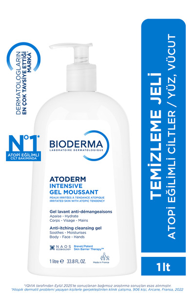Bioderma Atoderm Intensive Foaming Gel Çok Kuru Atopi Eğilimli Cilt Onarıcı Temizleme Jeli Niasinamid 1 L