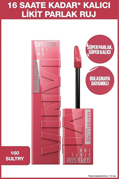 Maybelline New York Super Stay Vinyl Ink Uzun Süre Kalıcı Likit Parlak Ruj 16...