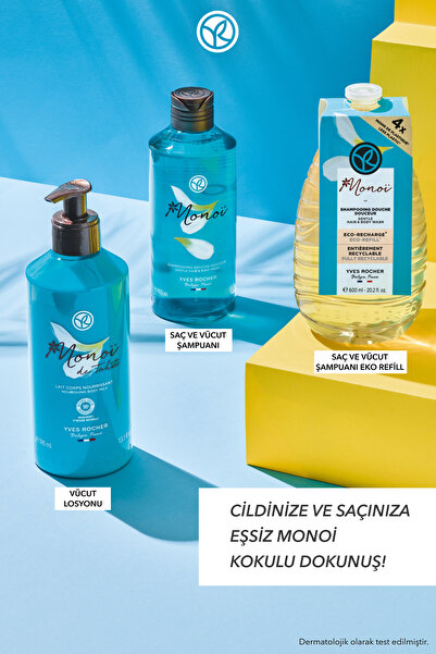 Yves Rocher Monoi Eko Refill Yedek Saç ve Vücut Şampuanı-Monoi de Tahiti-SLS, SLES içermez,Vegan-600ml