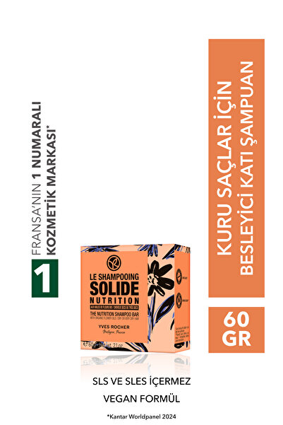 Yves Rocher Besleyici Katı Şampuan - Kuru Saçlar / Nutrition- SLS,SLES içermez,Tuzsuz, Vegan-60gr