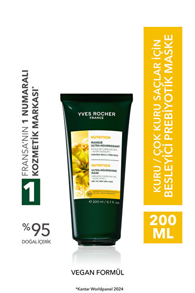 Yves Rocher Besleyici Prebiyotik Maske - Kuru Çok Kuru Saçlar / Nutrition - Vegan -200ml