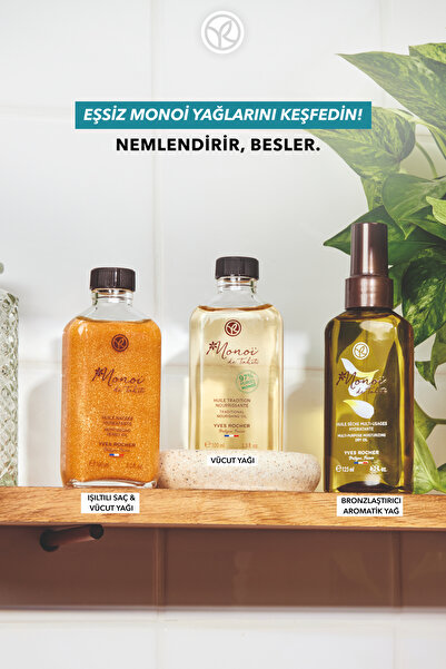 Yves Rocher Monoi Bronzlaştırıcı Nemlendirici Besleyici Aromatik Yağ-Tüm Ciltler-Monoi de Tahiti-Vegan-125ml