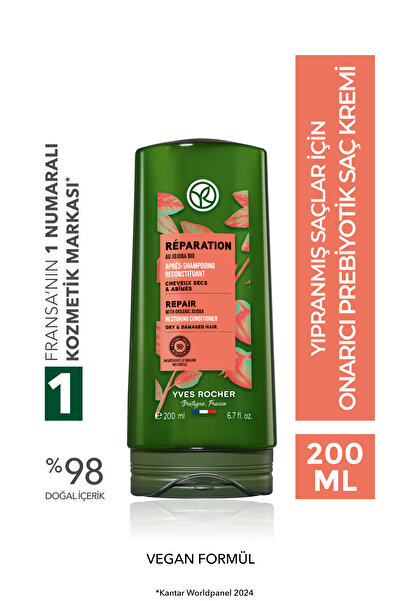 Yves Rocher Onarıcı Prebiyotik Saç Kremi - Yıpranmış Saçlar / Reparation - Vegan -200ml