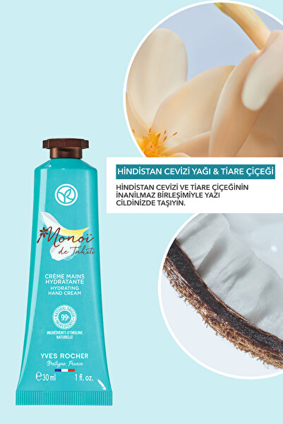 Yves Rocher Monoi Nemlendirici Besleyici El Kremi-Tüm Ciltler- Monoi de Tahiti- Vegan-30ml