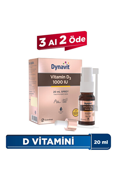 Dynavit Vitamin D3 1000 IU (25mcg) 20 mL Sprey - Bağışıklık & Kas & Kemik - D3 Vitamini