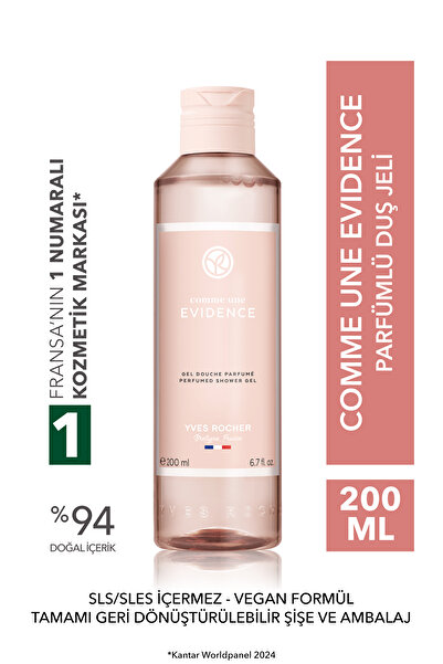 Yves Rocher Parfümlü Duş Jeli- Comme Une Evidence-Kadın Parfüm- Vegan-200ml