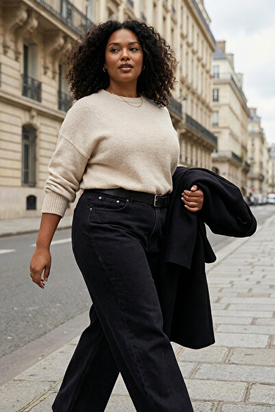 Trendyol Curve Stone Wide Fit Soft Textured Knitwear Sweater Tbbaw26An00061