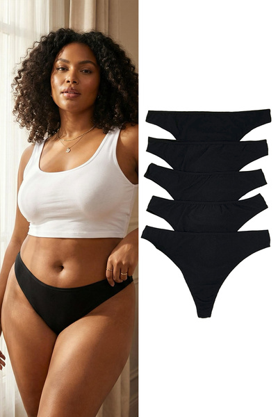 Trendyol Curve Fekete 5 csomagos pamut brazil rugalmas kötött nagyméretű alsónadrág TBBAW26CM00013