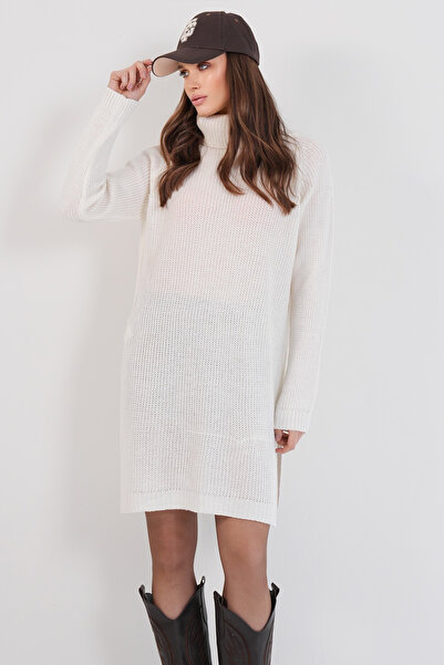 Trend Alaçatı Stili سترة نسائية طويلة محبوكة من إكرو بياقة صياد السمك من سيلا...