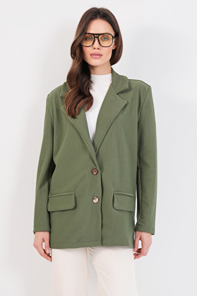 Trend Alaçatı Stili Grüne Oversize-Blazerjacke für Damen ALC-X14776