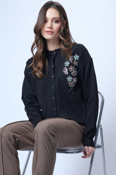Trend Alaçatı Stili Women's Black Embroidered Knit Cardigan Alc-X14755