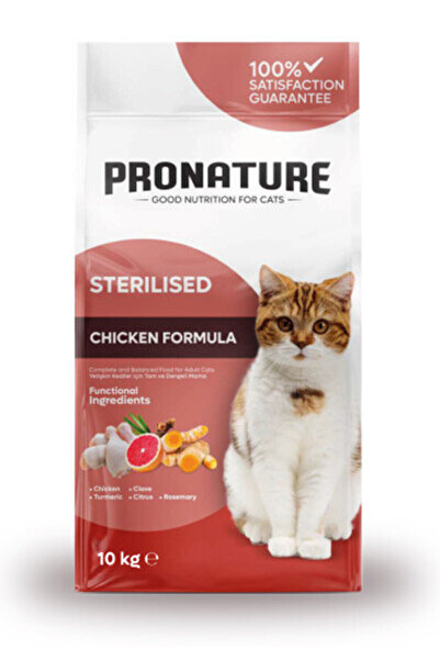 Pronature Kısırlaştırılmış Yetişkin Kuru Kedi Maması (Weight Protect) - Tavuk Etli ve Pirinçli - 10 KG