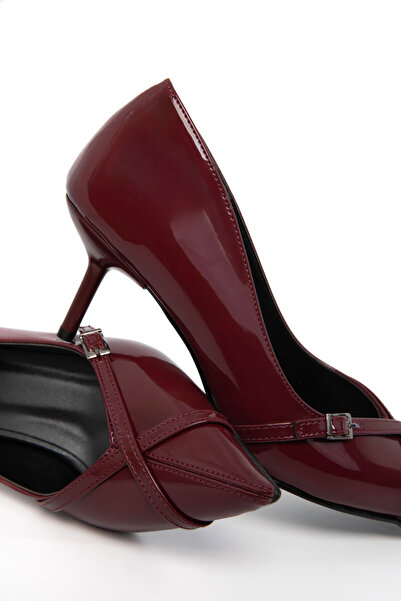 SOHO Burgundy Patent Leather Women's Classic Heeled Shoes 21177