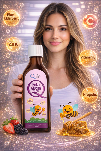 Qlife Beta Glukan - C Vitamini ve Çinko ve Probilisli Çilek Aromalı Şurup 150 ml