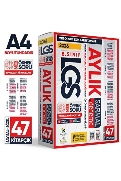 Karakutu Yayınları 2026 8.Sınıf LGS MEB Örnek Soru Aylık SARMAL 47 Kitapçık Seti