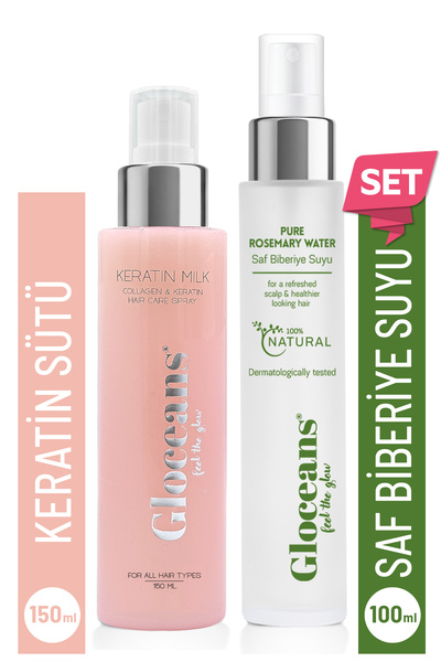 gloceans feel the glow Keratin Kolajen Saç Bakım Sütü ve Biberiye Suyu Toniği Avantaj Seti